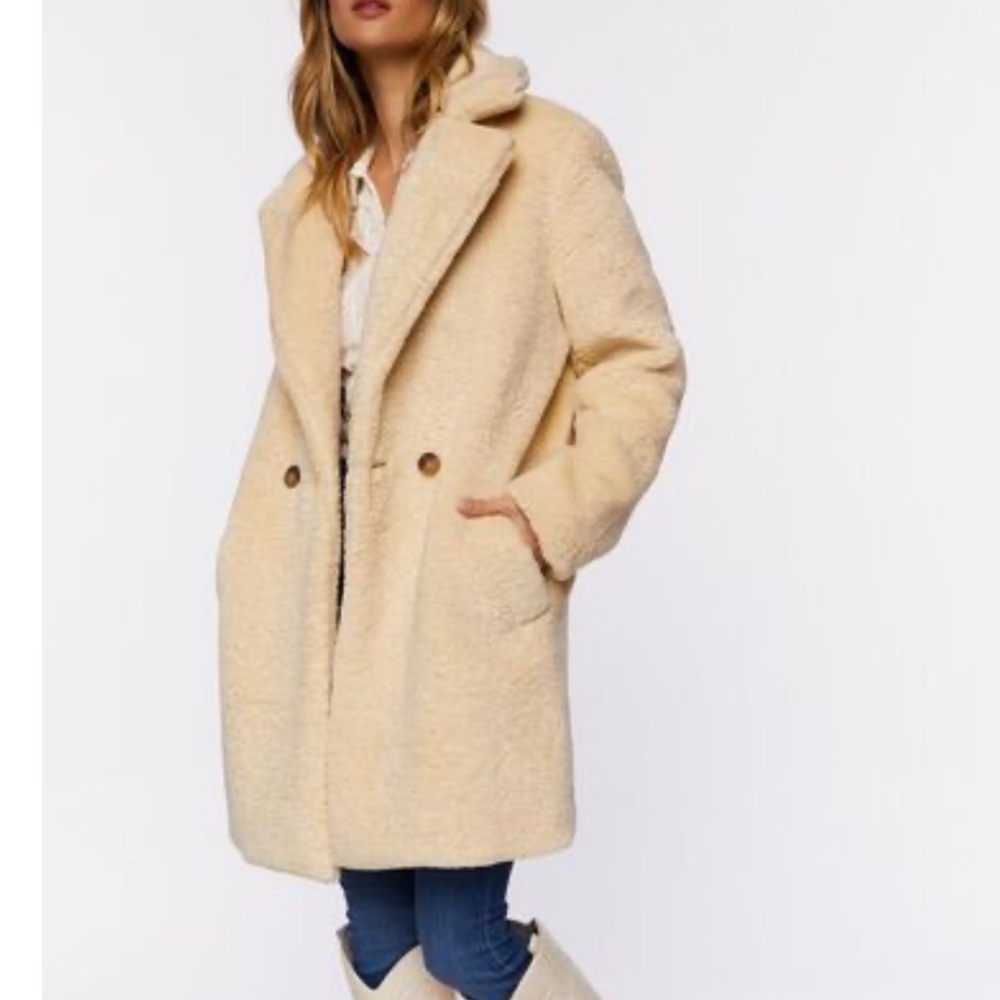 NWT Faux Shearling Duster Coat (Sand)